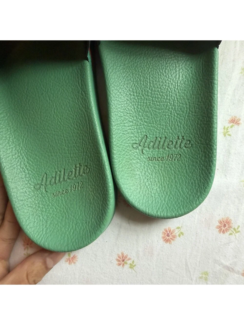 Adidas Adilette Slides Sandals Men’s 8 Hi Res Green Red ART GY3735 Made In Italy